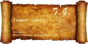 Temmer Gyula névjegykártya